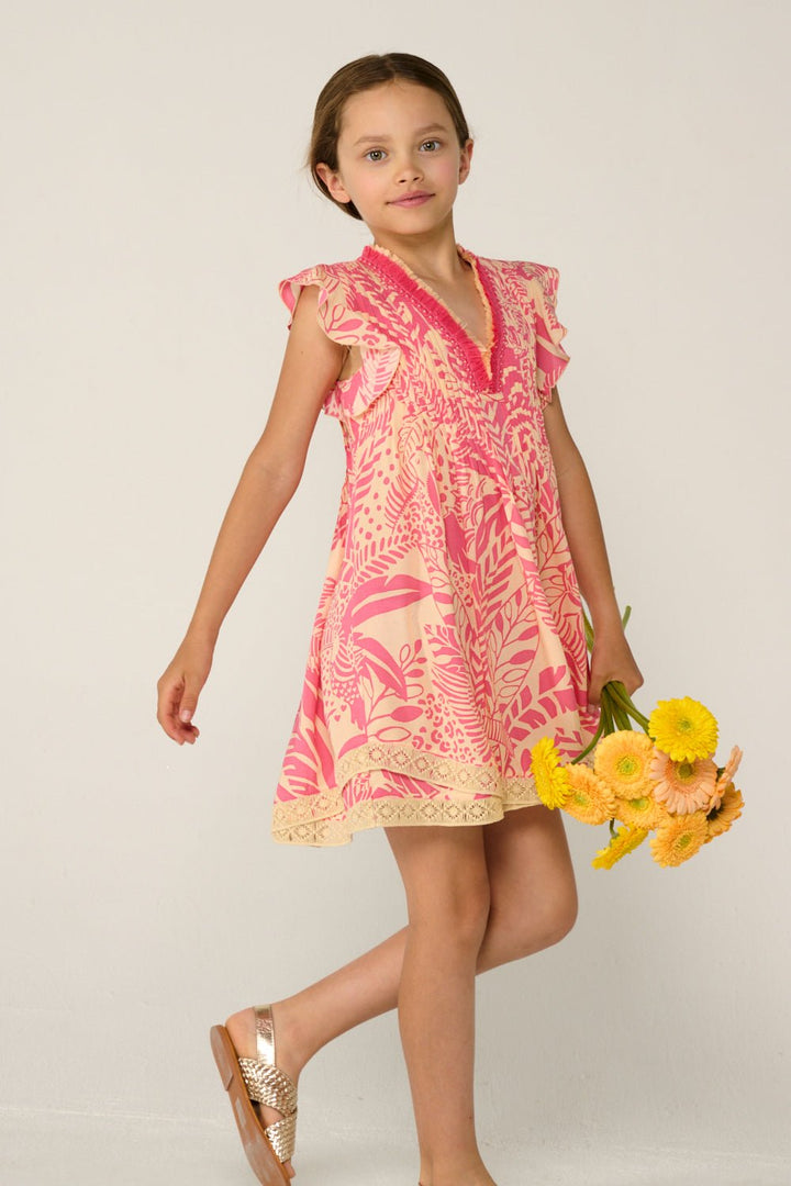 Girls' Pink Toucan mini dress – Mini Dress Sasha by Poupette St Barth, view 2