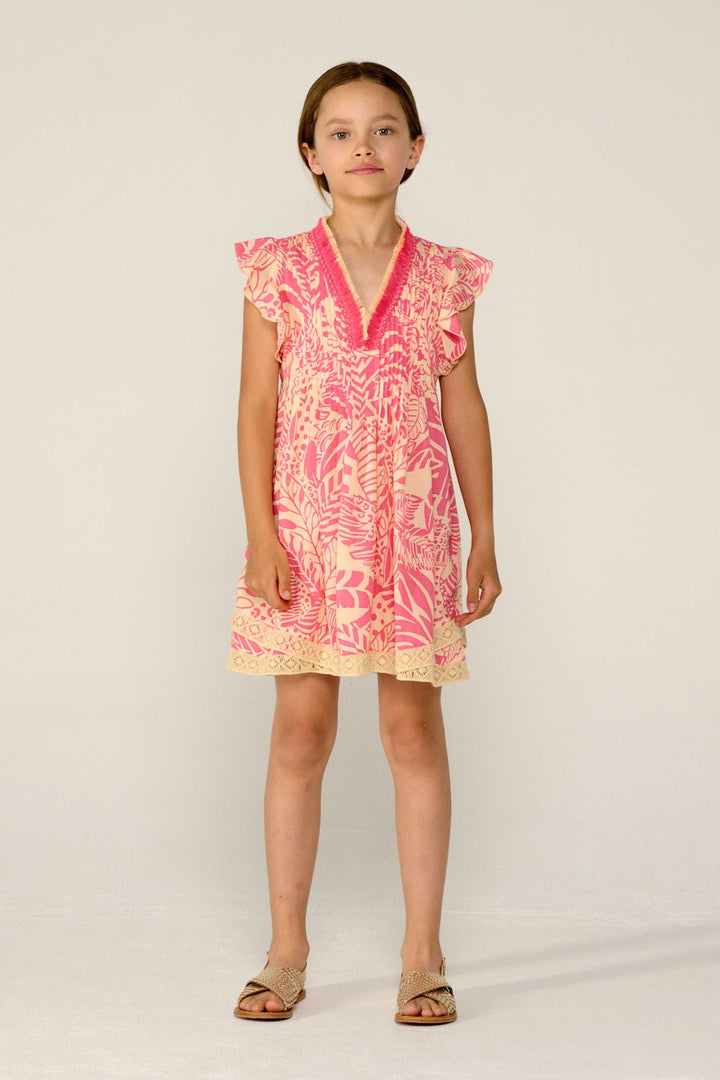 Girls' Pink Toucan mini dress – Mini Dress Sasha by Poupette St Barth, view 5