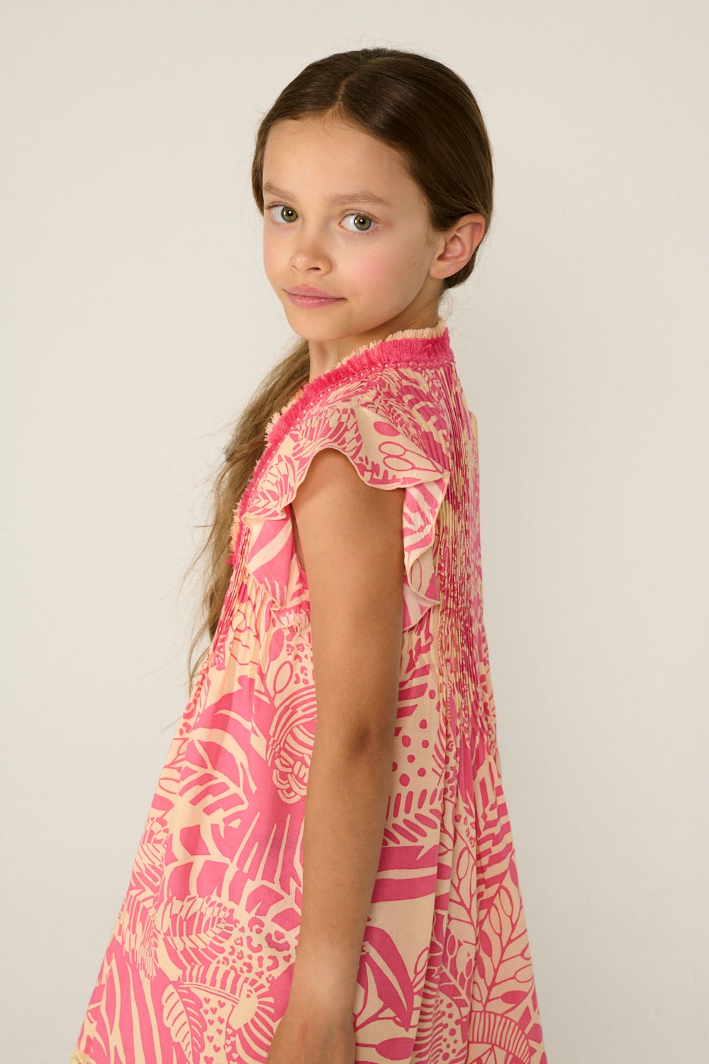 Girls' Pink Toucan mini dress – Mini Dress Sasha by Poupette St Barth, view 4