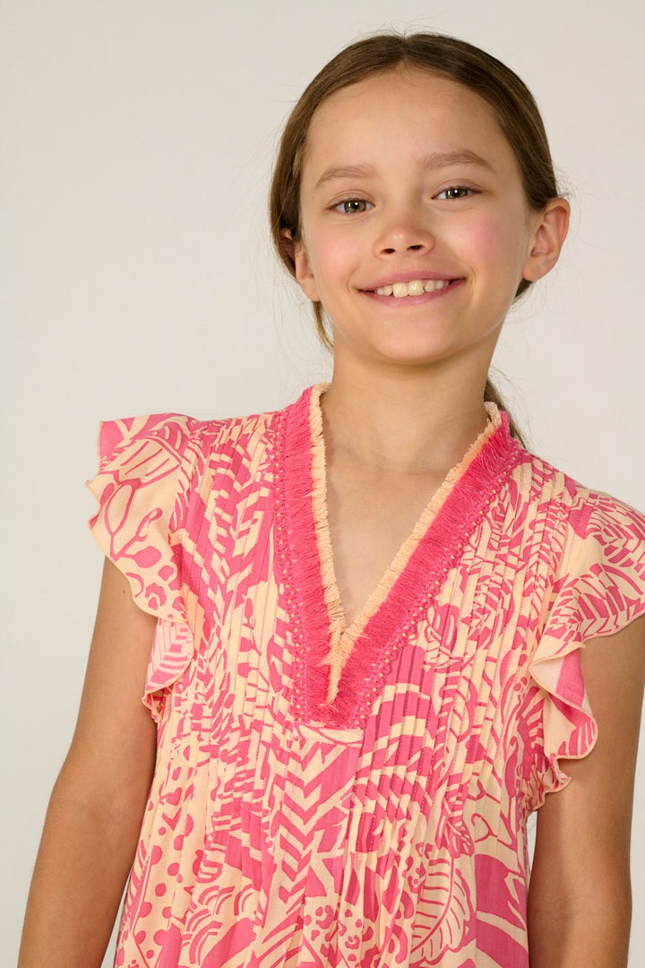 Girls' Pink Toucan mini dress – Mini Dress Sasha by Poupette St Barth, view 3