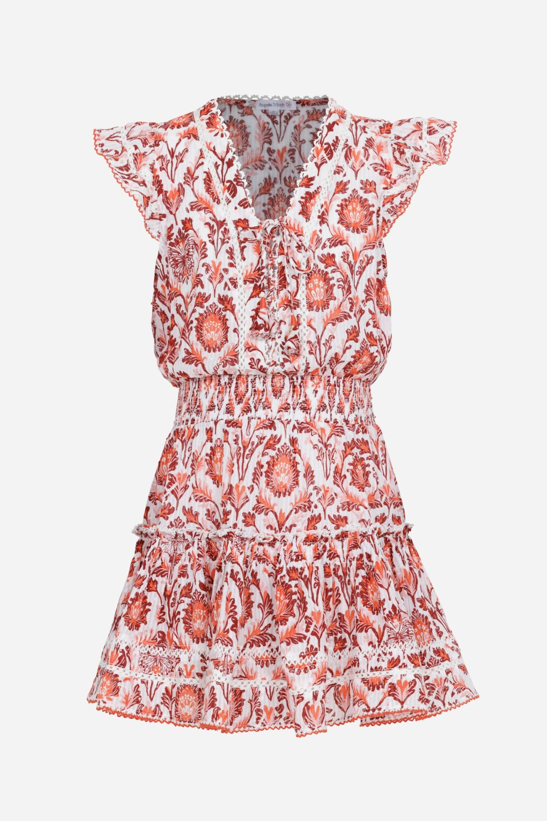 Girls' Pink Victorian mini dress – Mini Dress Anais by Poupette St Barth, fabric detail