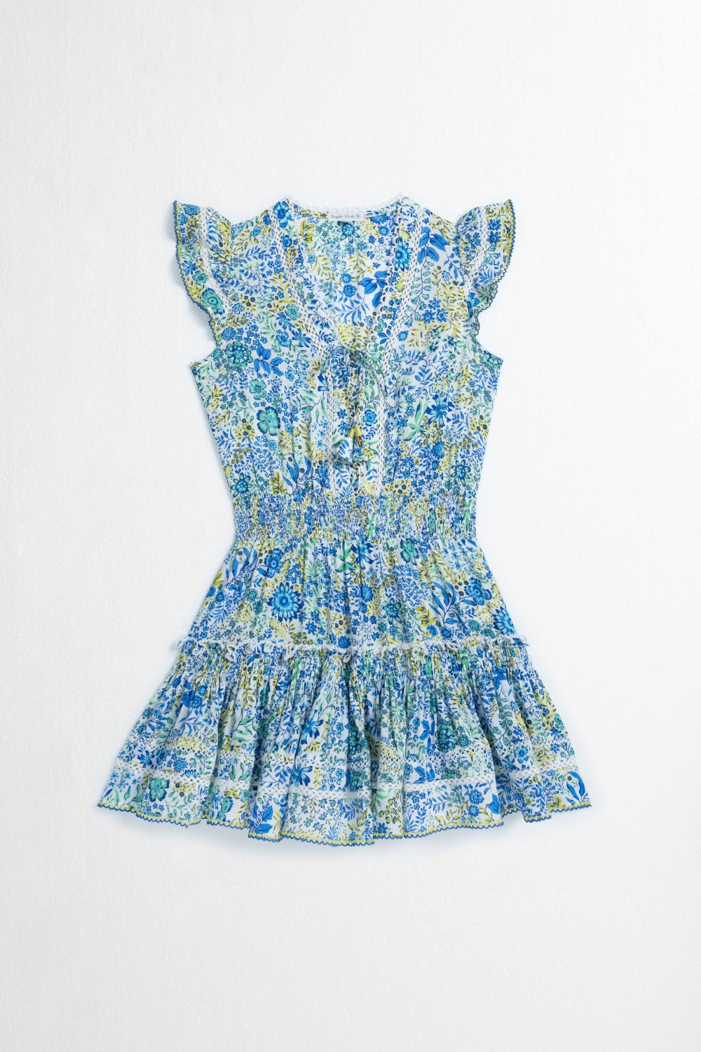 Girls' White Blue Nature mini dress – Mini Dress Anais by Poupette St Barth, front view