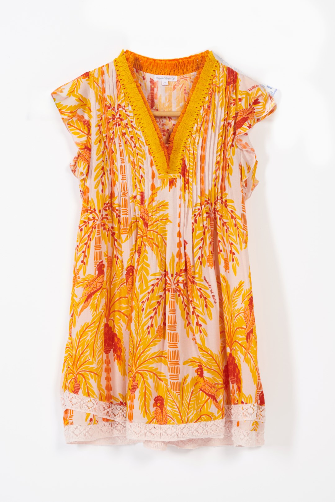 Girls' Yellow Mini Palmrott mini dress – Mini Dress Sasha by Poupette St Barth, front view