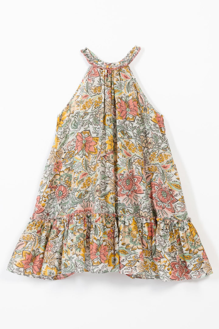 Yellow Poupette St Barth Mini Dress Cleo for girls, featuring a stylish and comfortable design perfect for warm weather.