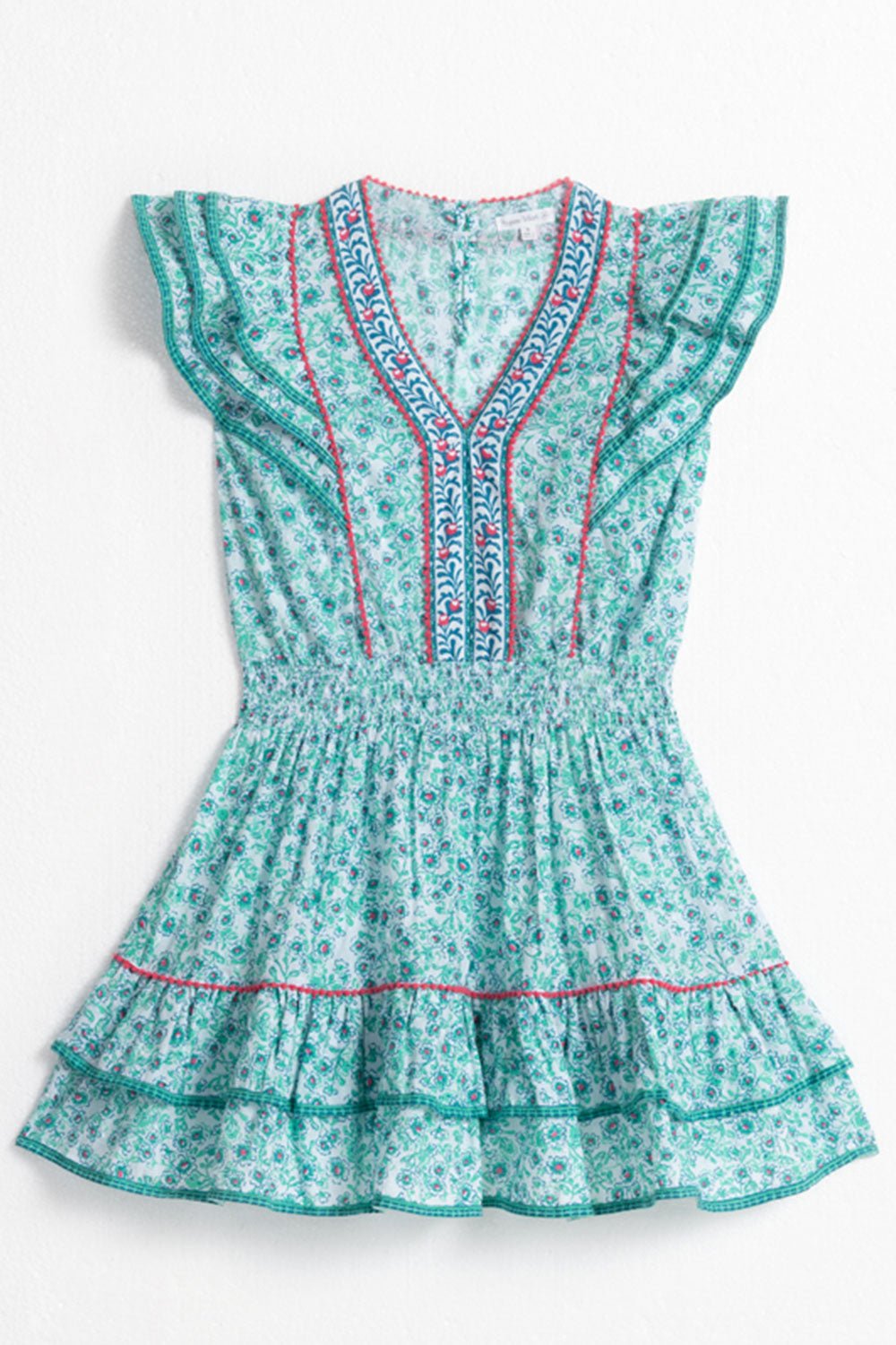 Girls' Aqua Anemone mini dress – Mini Dress Camila by Poupette St Barth, front view