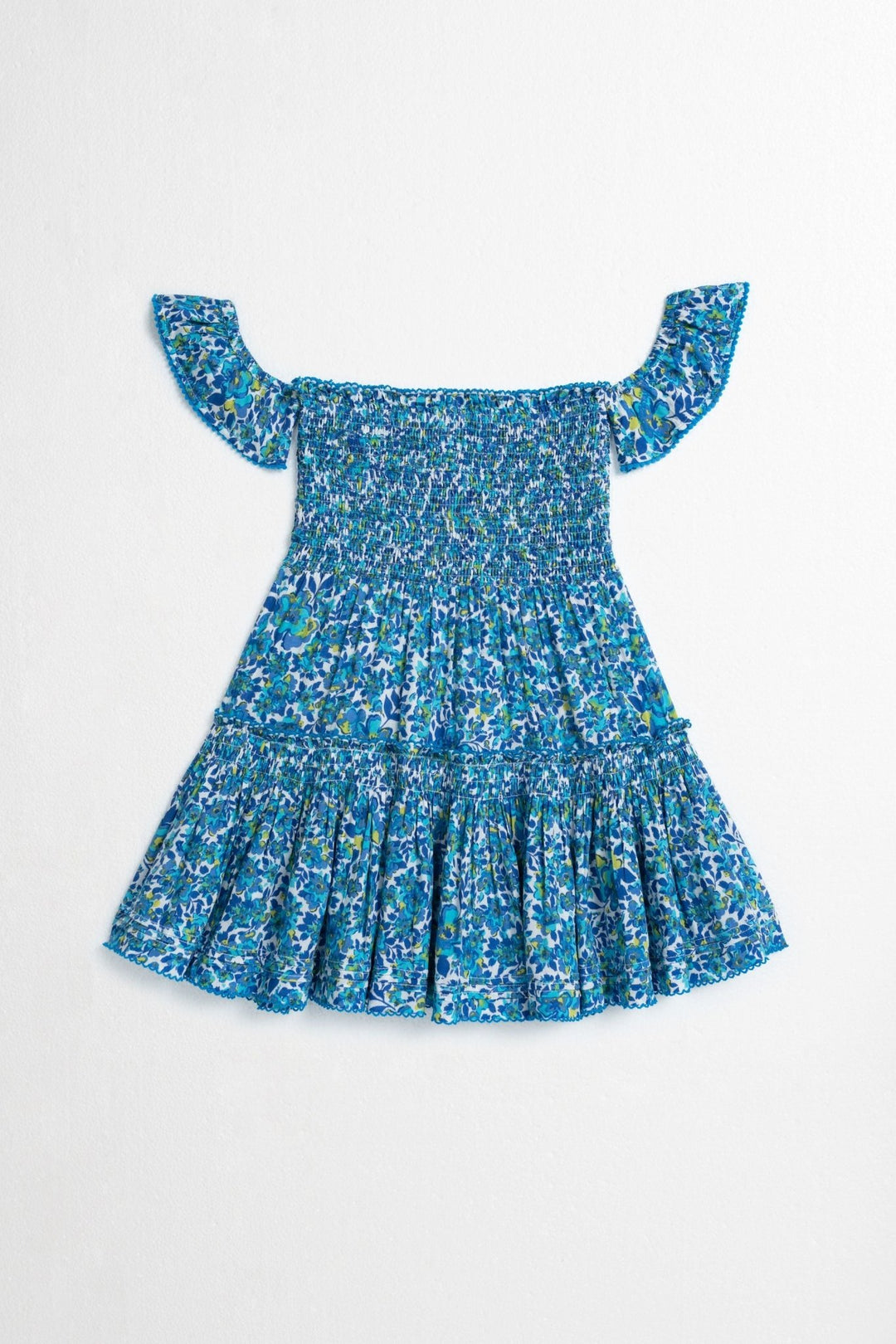 Girls' Blue Net mini dress – Mini Dress Aurora by Poupette St Barth, back view