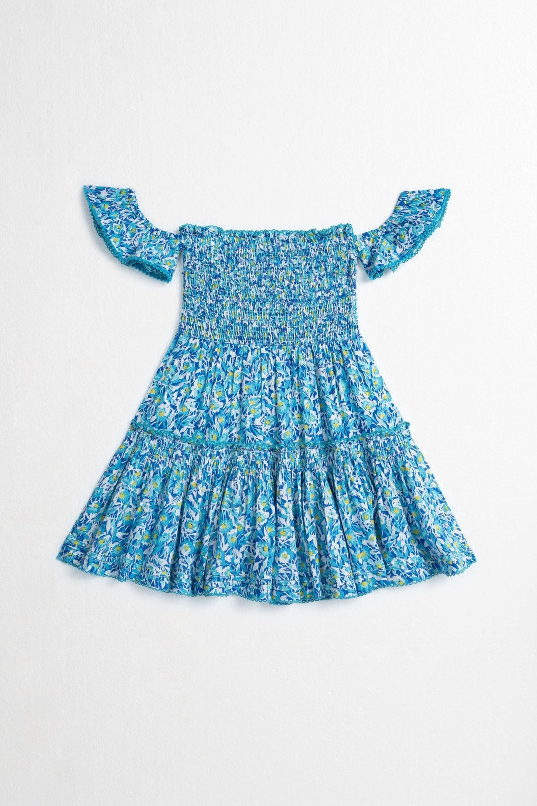 Girls' Blue Ocean Flowers mini dress – Mini Dress Aurora by Poupette St Barth, front view