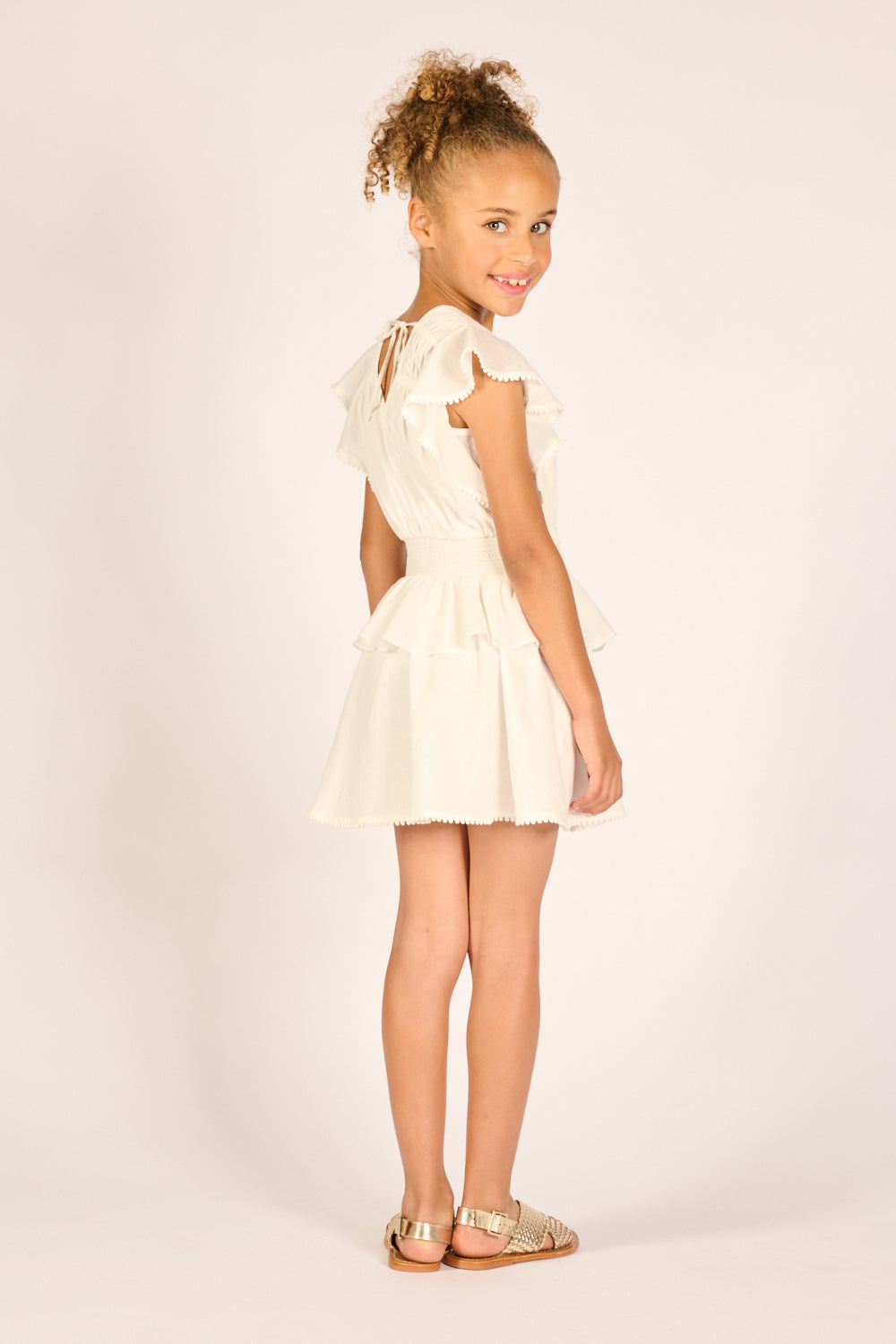 Girls' Natural White mini dress – Mini Dress Noemi by Poupette St Barth, view 5