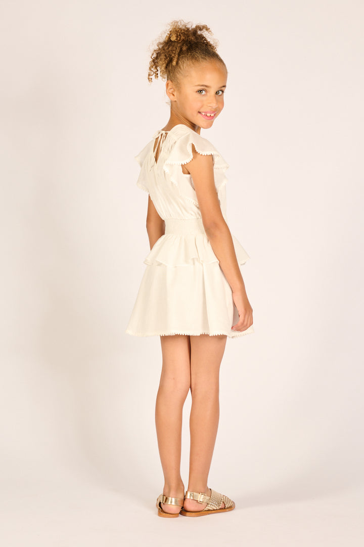 Girls' Natural White mini dress – Mini Dress Noemi by Poupette St Barth, view 5