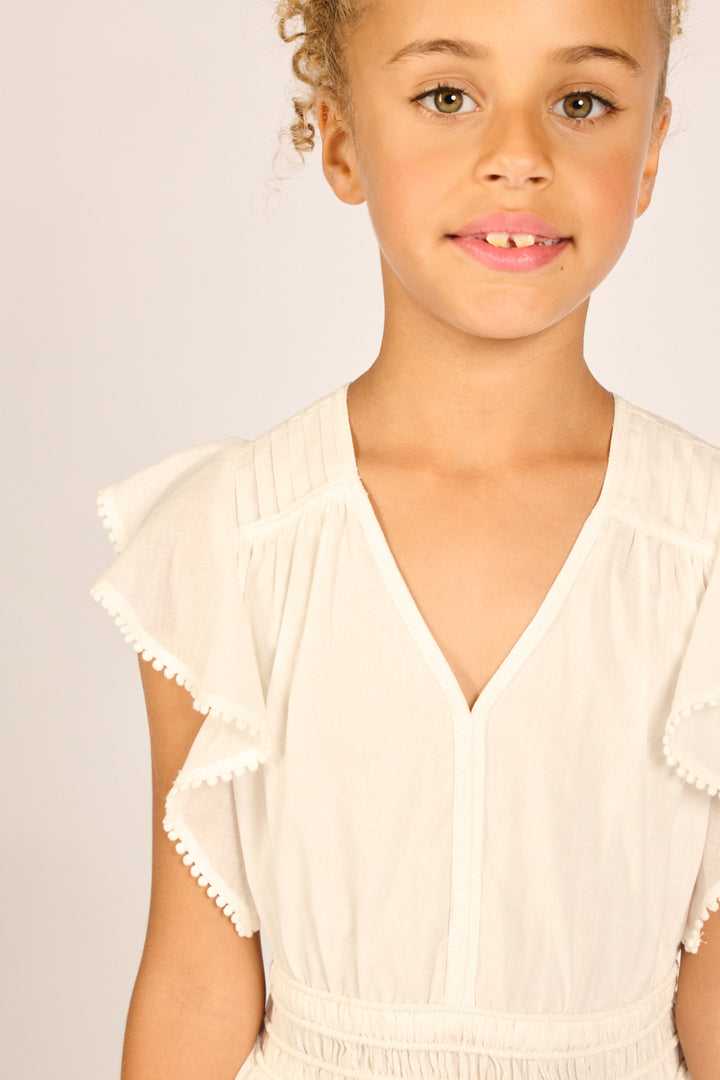 Girls' Natural White mini dress – Mini Dress Noemi by Poupette St Barth, view 3