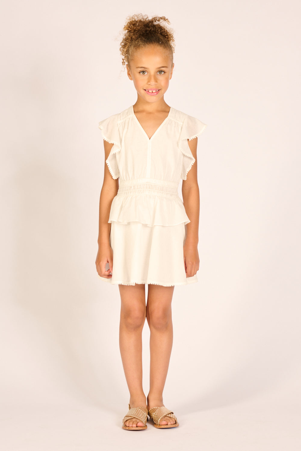 Girls' Natural White mini dress – Mini Dress Noemi by Poupette St Barth, view 2