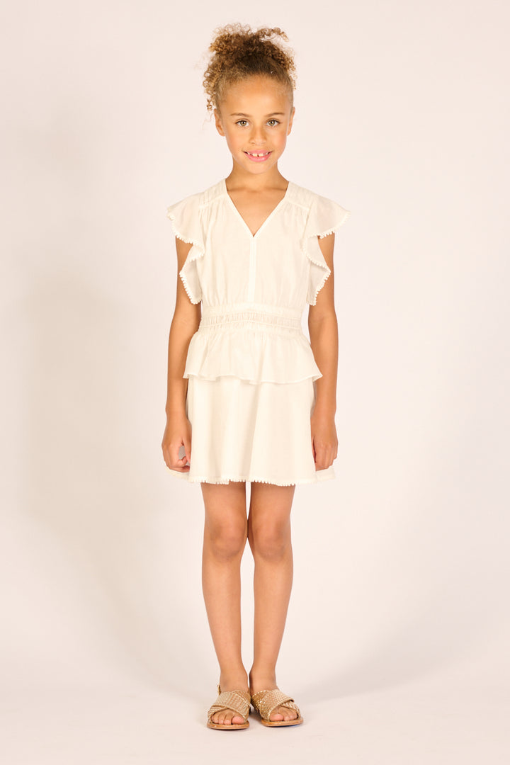 Girls' Natural White mini dress – Mini Dress Noemi by Poupette St Barth, view 2