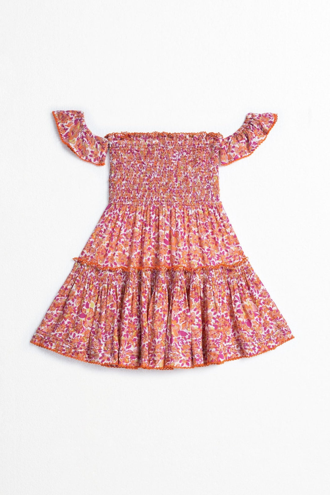 Girls' Pink Net mini dress – Mini Dress Aurora by Poupette St Barth, front view
