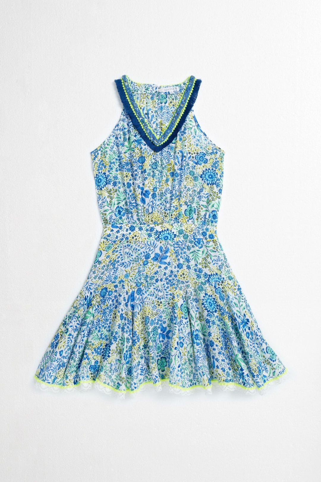 Girls' White Blue Nature mini dress – Mini Dress Agathe by Poupette St Barth, front view