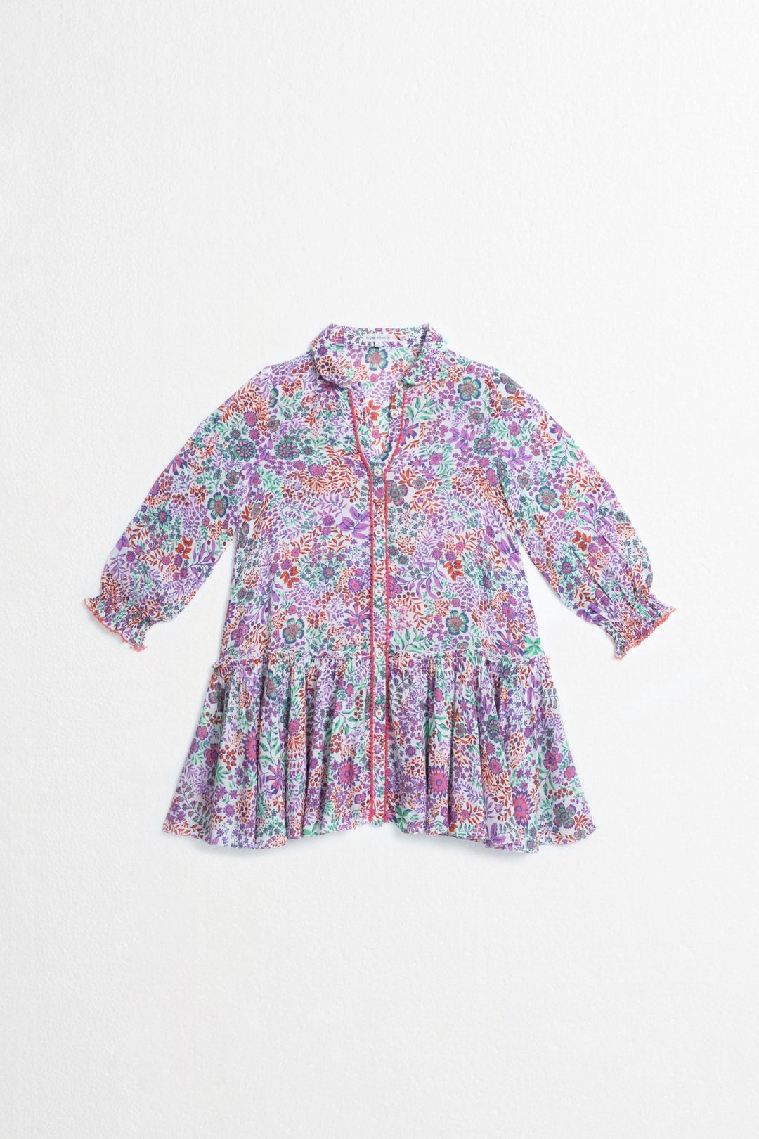 Girls' White Lavender Nature mini dress – Mini Dress Tesorino by Poupette St Barth, front view