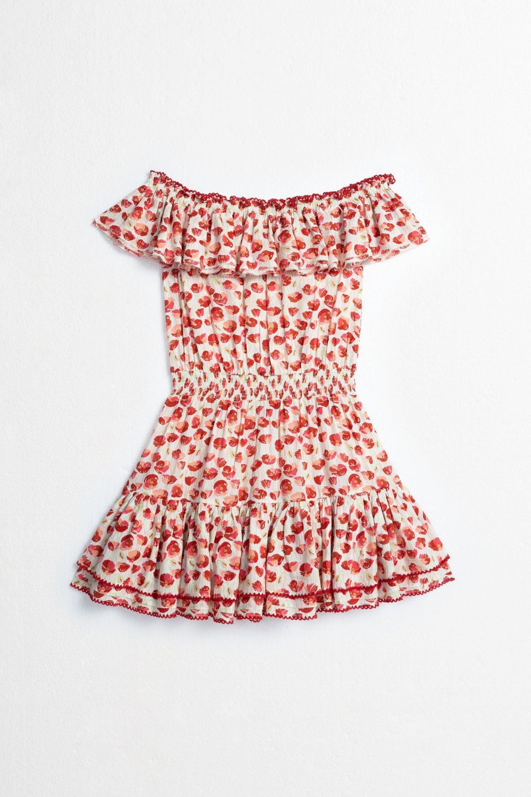 Girls' White Red Alamy mini dress – Mini Dress Bella by Poupette St Barth, front view