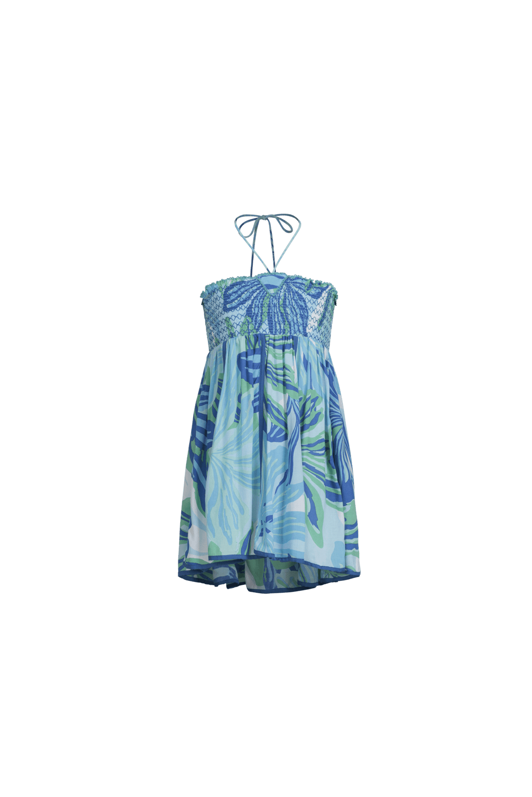 Girls' Blue Seaweed mini dress – Mini Dress Cycas by Poupette St Barth, front view