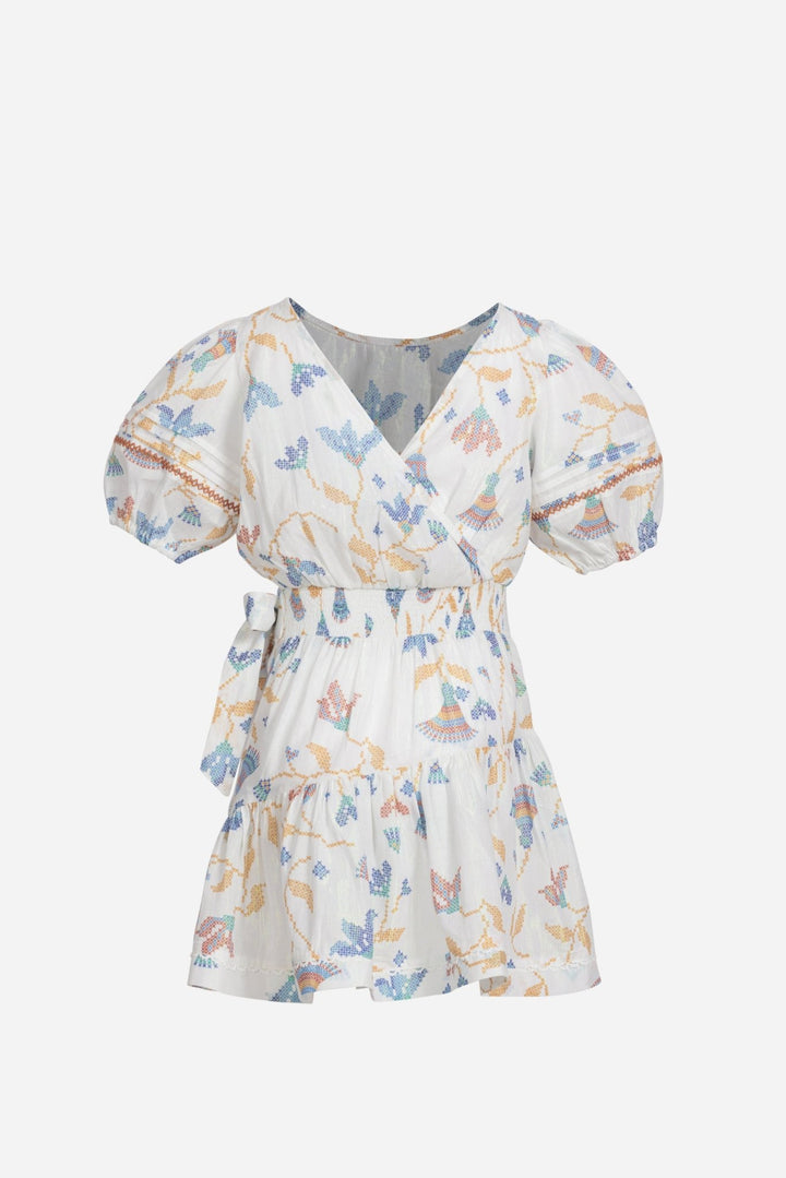 Girls' Blue Ylang Ylang mini dress – Mini Dress Chantal by Poupette St Barth, view 2