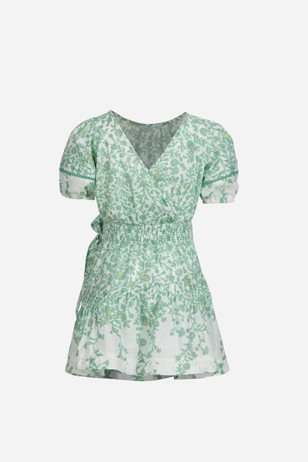 Girls' Green Lazuli mini dress – Mini Dress Chantal by Poupette St Barth, front view