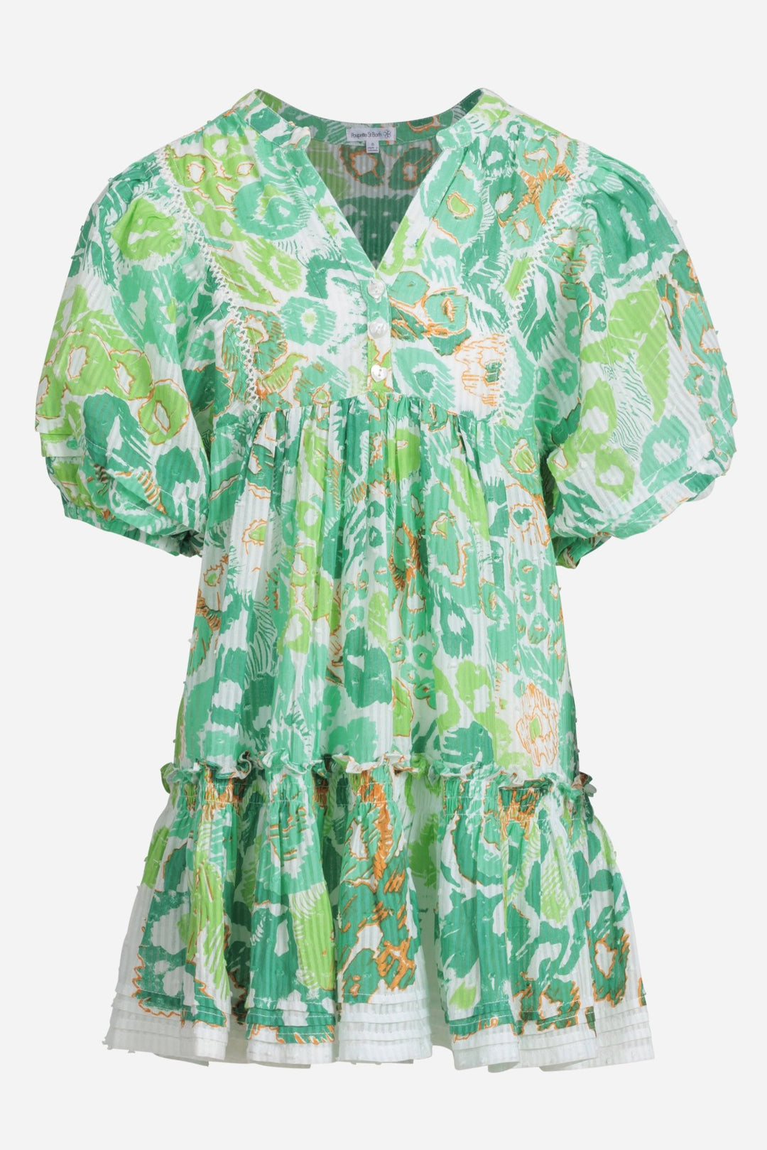 Girls' Green Pencilleo mini dress – Mini Dress Aria by Poupette St Barth, front view