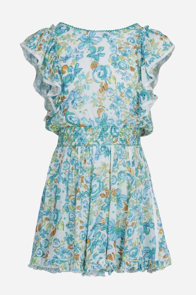 Girls' Mint Garden Rose mini dress – Mini Dress Kikka by Poupette St Barth, front view