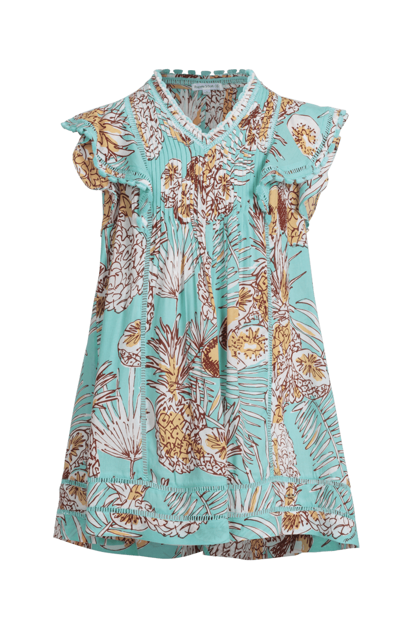 Girls' Mint Karibia mini dress – Mini Dress Camelia by Poupette St Barth, front view