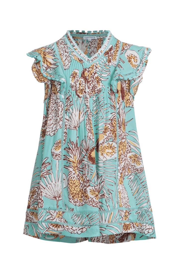 Girls' Mint Karibia mini dress – Mini Dress Camelia by Poupette St Barth, front view