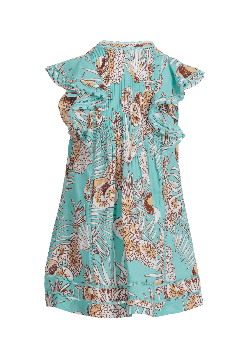 Girls' Mint Karibia mini dress – Mini Dress Camelia by Poupette St Barth, fabric detail