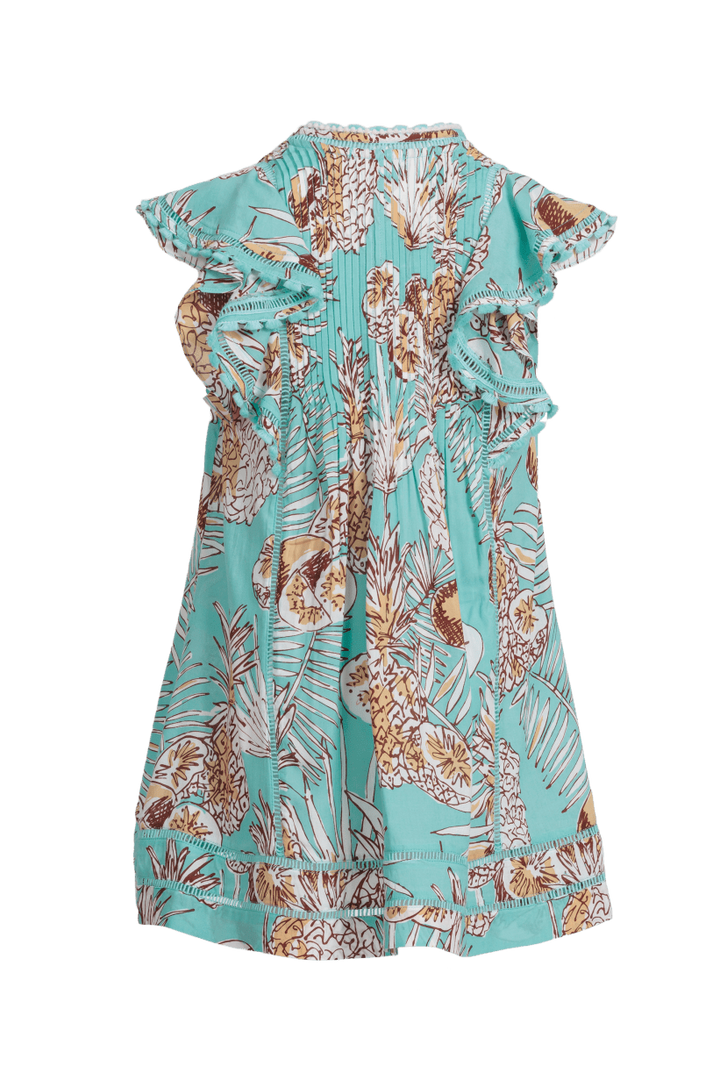 Girls' Mint Karibia mini dress – Mini Dress Camelia by Poupette St Barth, fabric detail