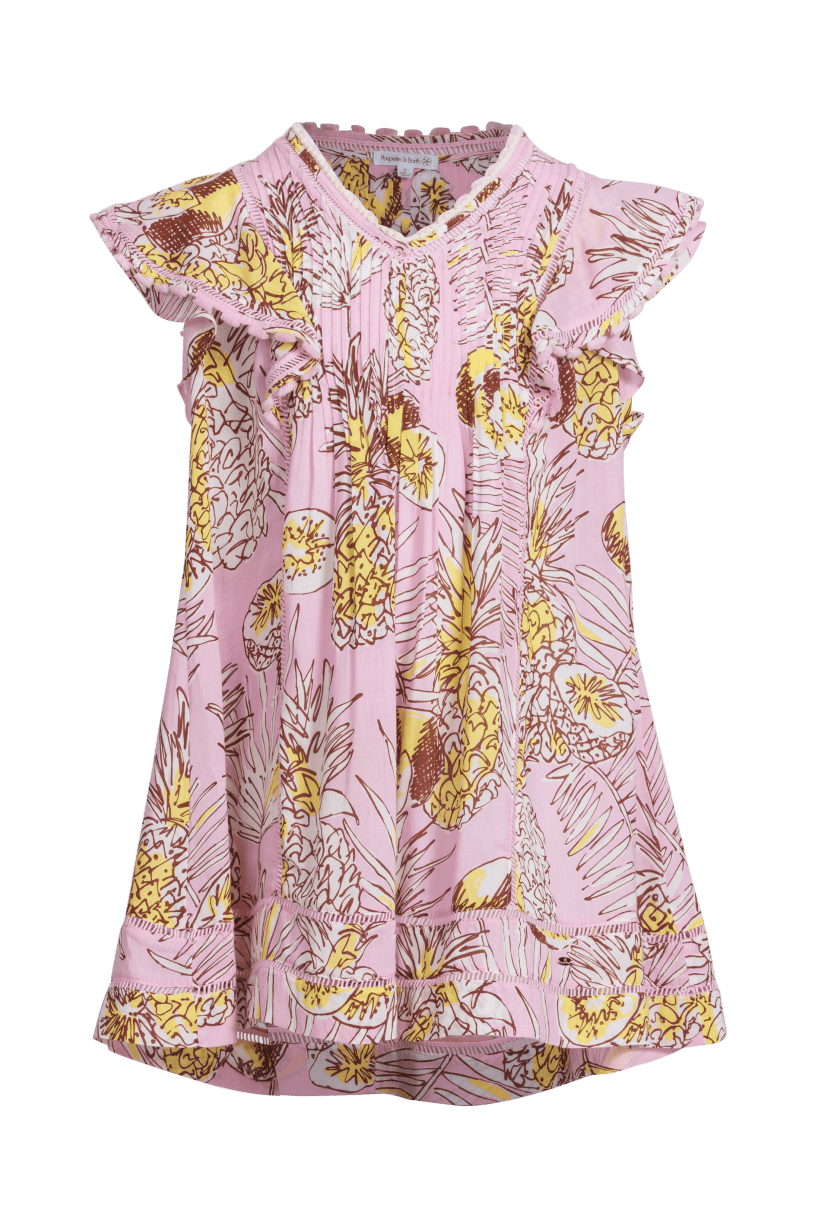 Girls' Pink Karibia mini dress – Mini Dress Camelia by Poupette St Barth, front view
