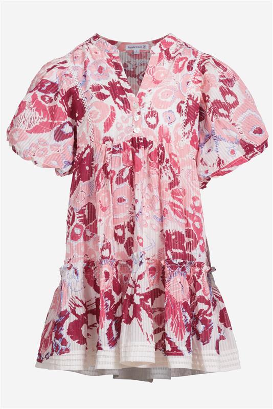 Girls' Pink Pencilleo mini dress – Mini Dress Aria by Poupette St Barth, front view