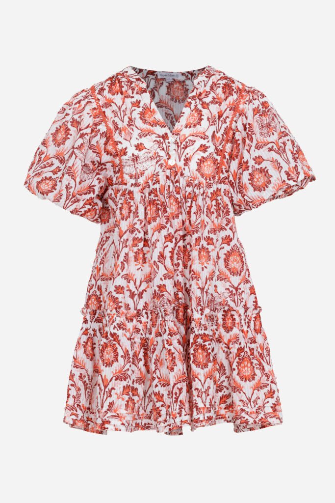Girls' Pink Victorian mini dress – Mini Dress Aria by Poupette St Barth, fabric detail