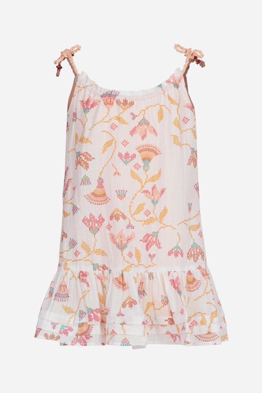 Girls' Pink Ylang Ylang mini dress – Mini Dress Billie by Poupette St Barth, front view