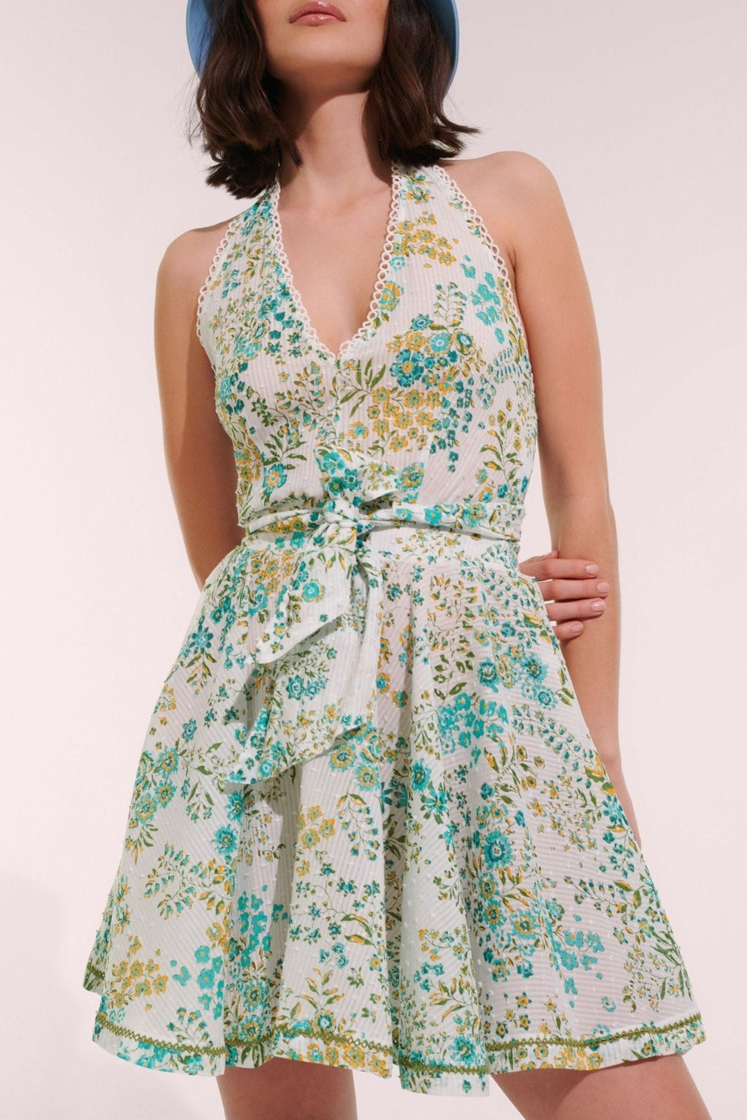 Aqua Queen Liberty mini dress – Mini Dress Beth by Poupette St Barth, front view