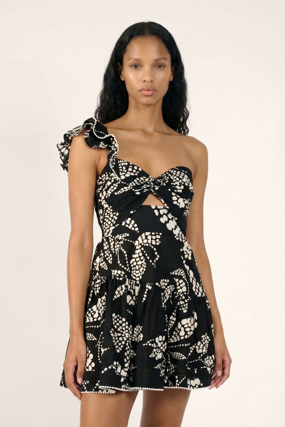 Black Austral mini dress – Mini Dress Niki by Poupette St Barth, front view