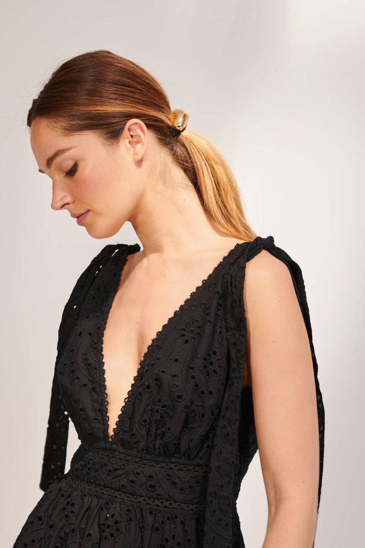 Black mini dress – Mini Dress Cara by Poupette St Barth, view 4