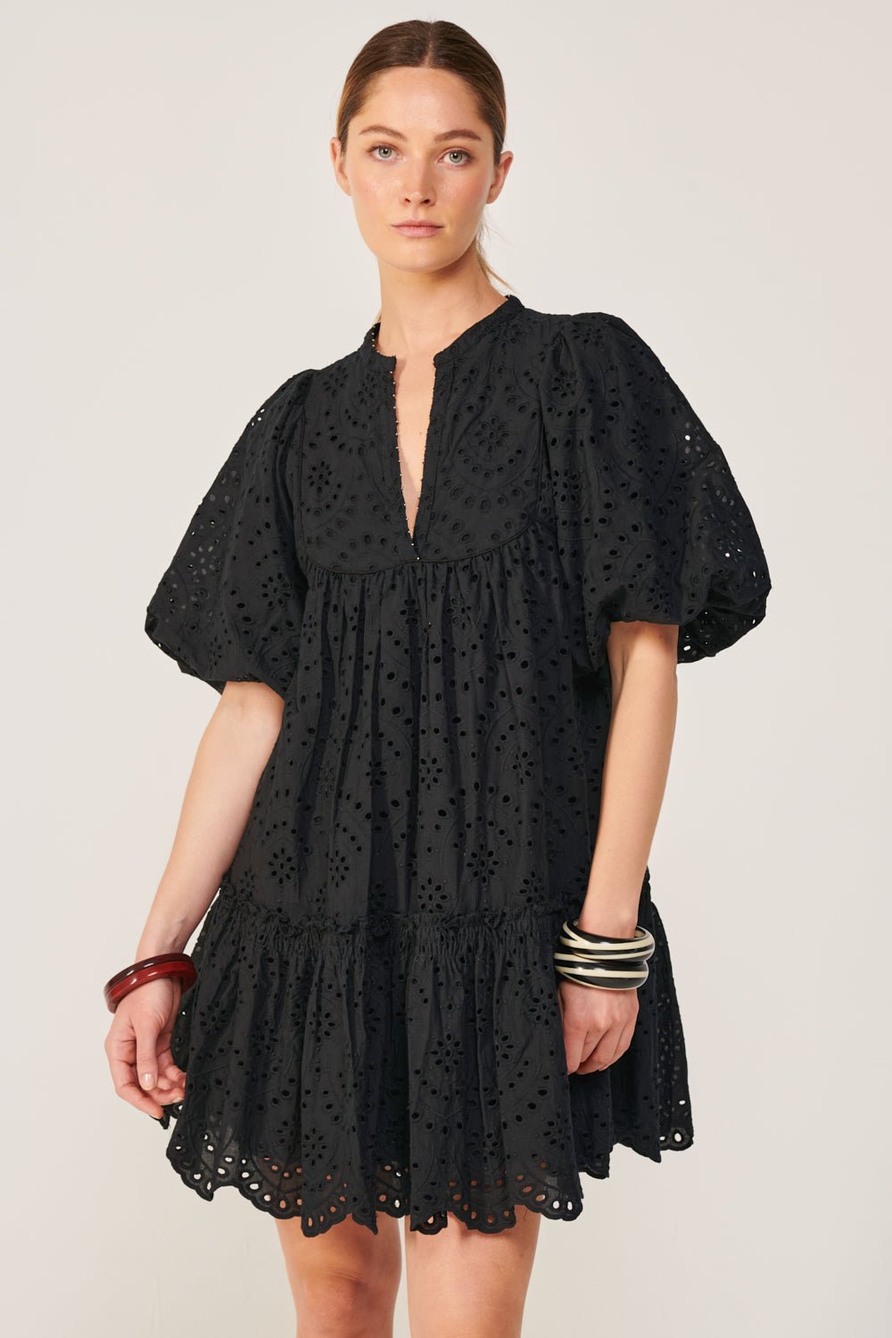 Black mini dress – Mini Dress Cruz by Poupette St Barth, front view