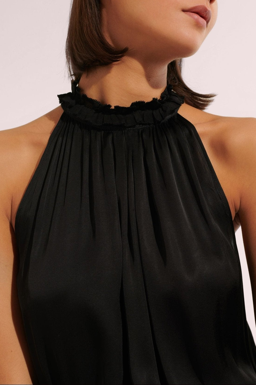 Black mini dress – Mini Dress Bianca by Poupette St Barth, front view