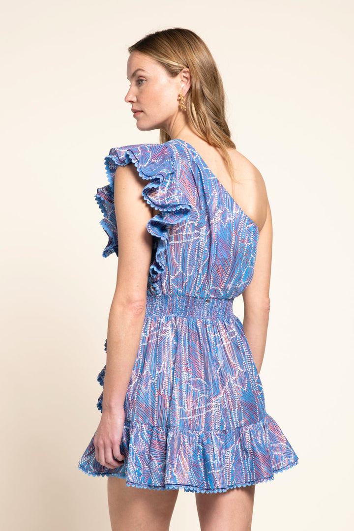 Blue Akoya mini dress – Mini Dress Corinne by Poupette St Barth, fabric detail