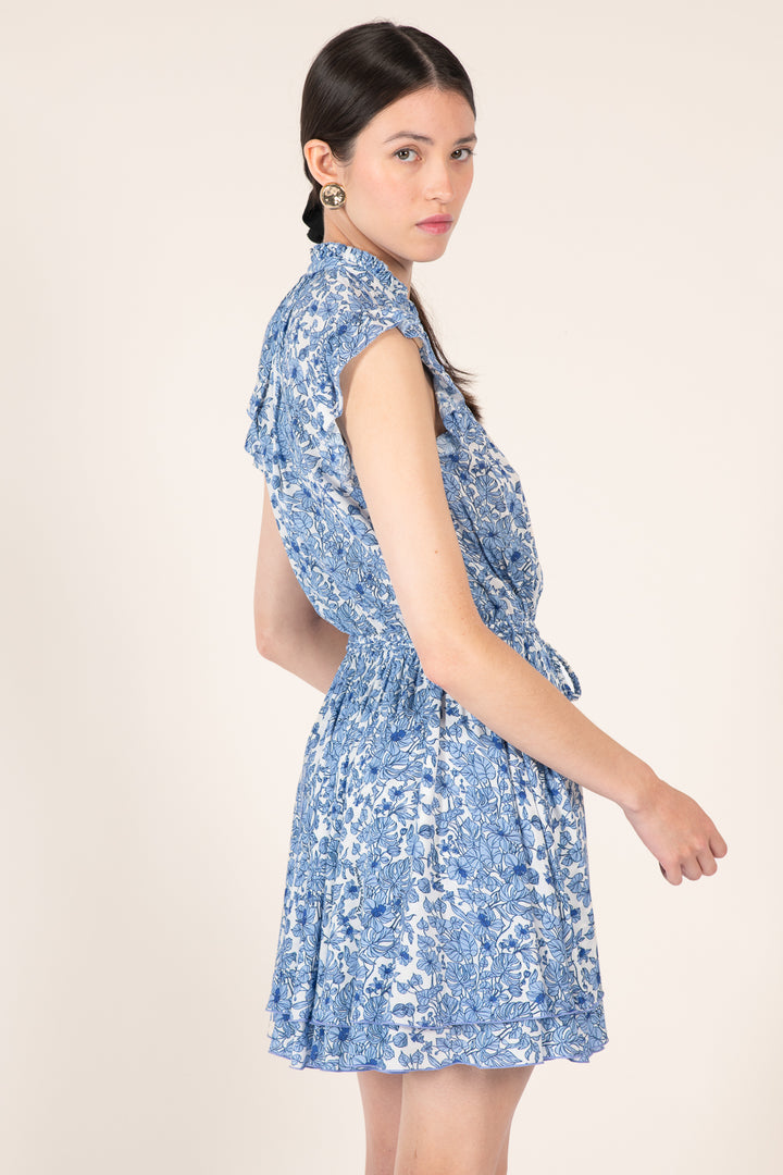 Blue Aquaflora Mini Dress Callie by Poupette St Barth featuring a stylish, lightweight fabric and a flattering fit.