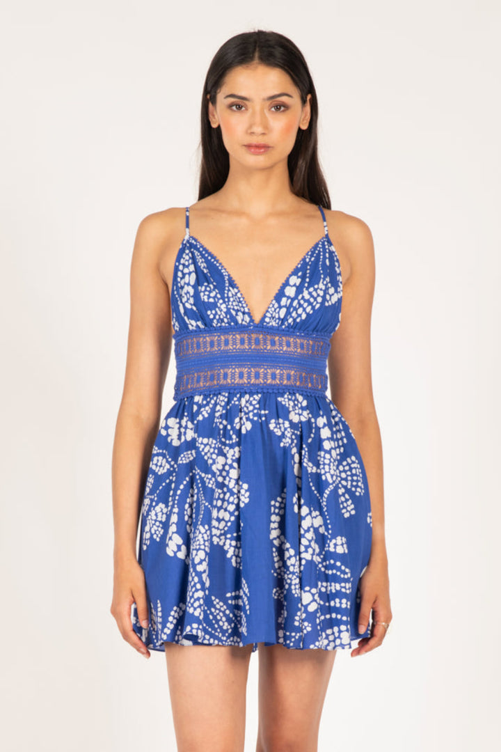 Blue Austral mini dress – Mini Dress Emilie by Poupette St Barth, front view