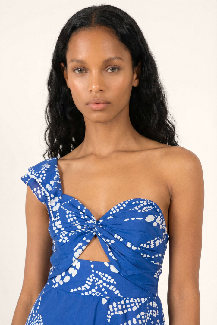 Blue Niki mini dress by Poupette St Barth featuring a fitted silhouette and stylish design, perfect for warm-weather wear.