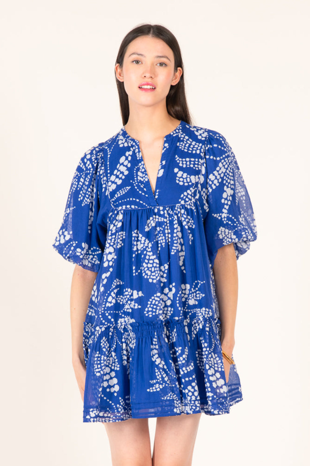 Blue Austral mini dress – Mini Dress Cruz by Poupette St Barth, front view