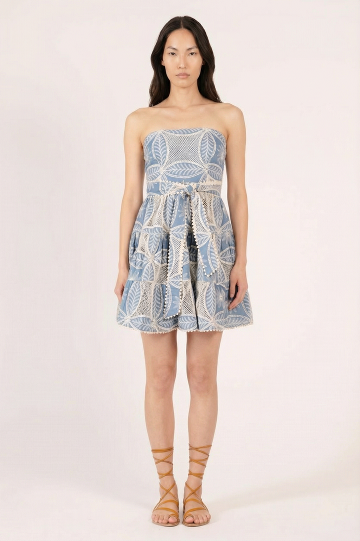 Blue mini dress – Bandeau Dress Christine by Poupette St Barth, view 2