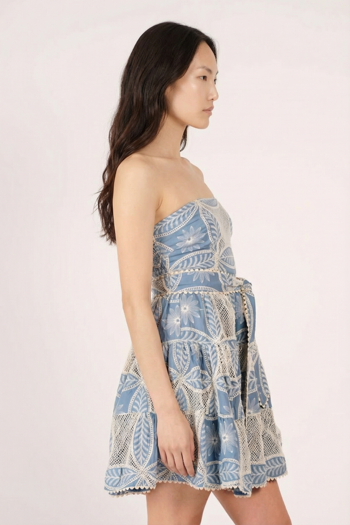 Blue mini dress – Bandeau Dress Christine by Poupette St Barth, view 3