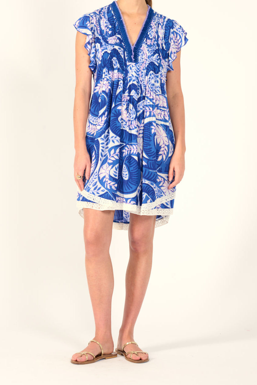 Blue Holy Snake mini dress – Mini Dress Sasha by Poupette St Barth, full-length front view