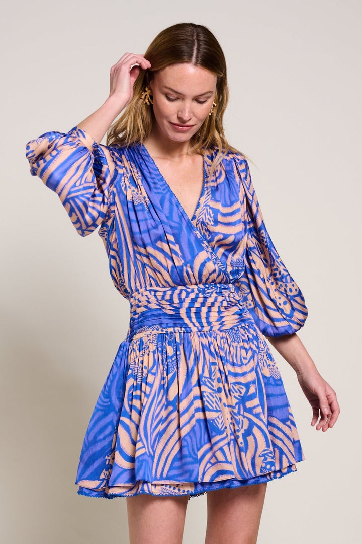 Blue Japonism mini dress – Mini Dress Colleen by Poupette St Barth, fabric detail