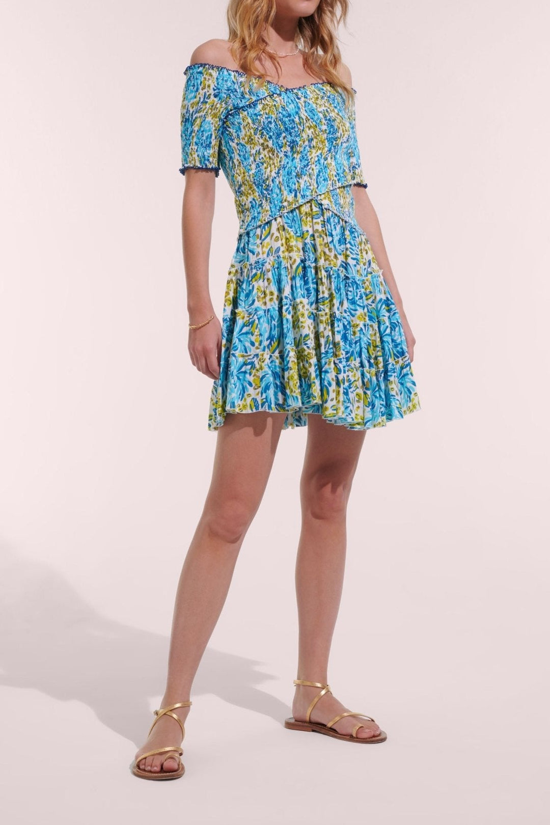 Blue Krysan mini dress – Mini Dress Soledad by Poupette St Barth, front view