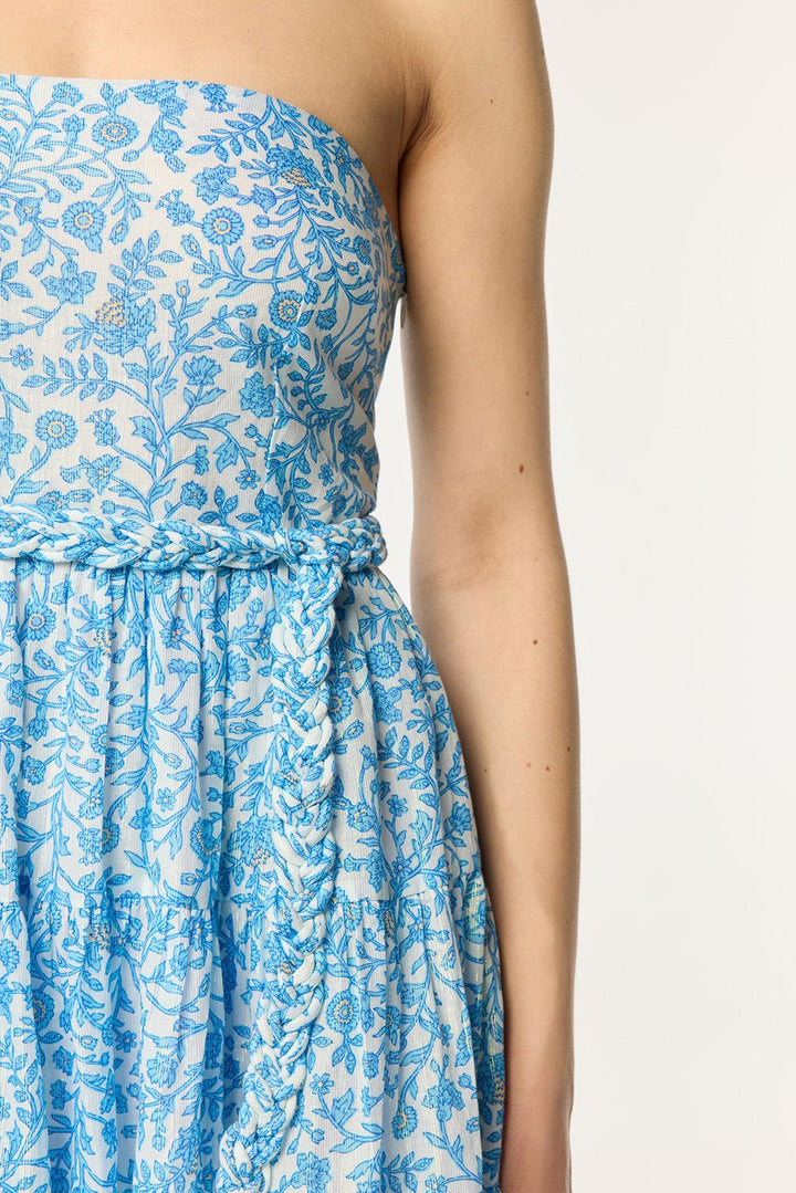 Blue Lazuli Bandeau Dress Christine by Poupette St Barth, a stylish mini dress with a flattering strapless design.