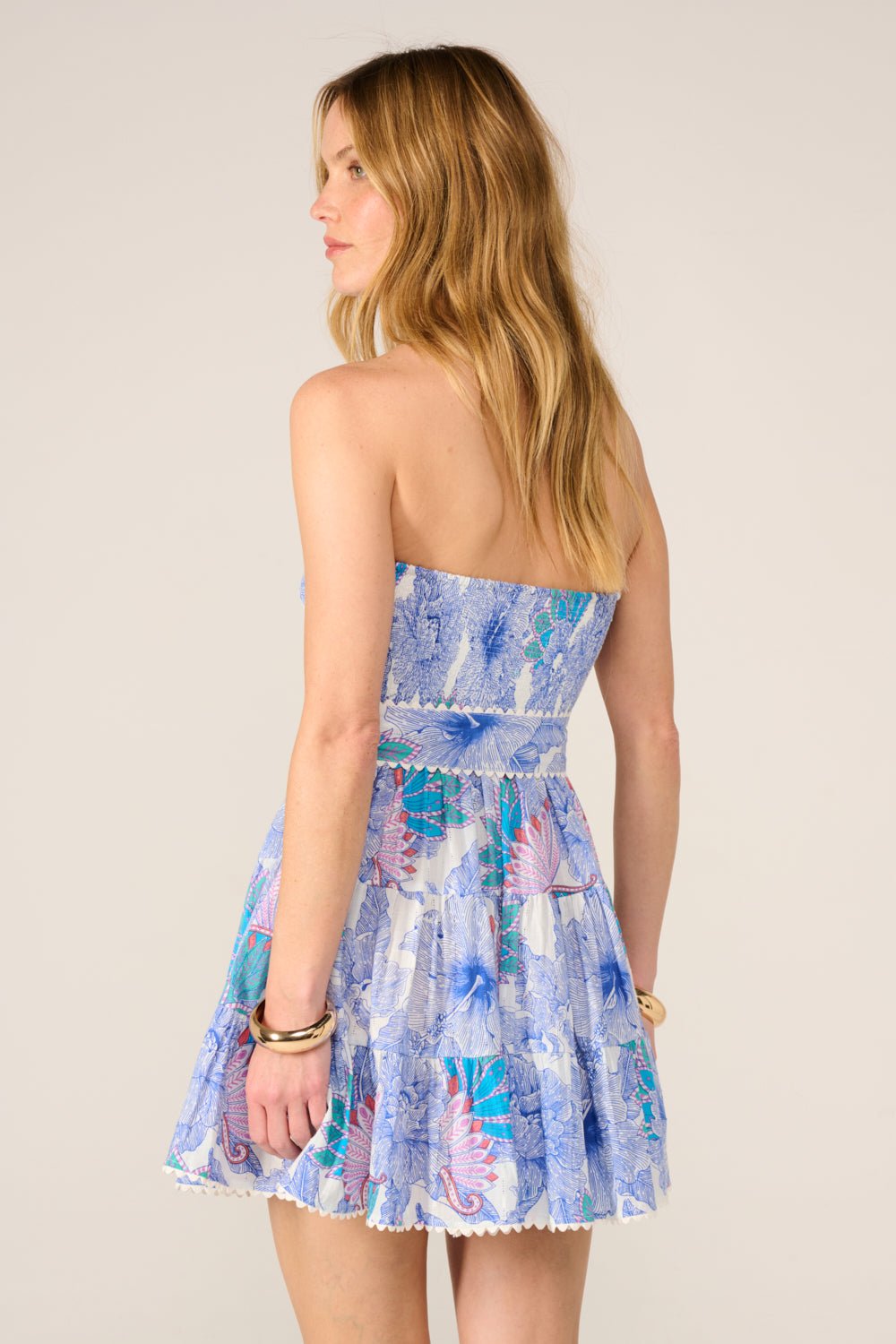 Blue Padang mini dress – Bandeau Dress Christine by Poupette St Barth, view 3